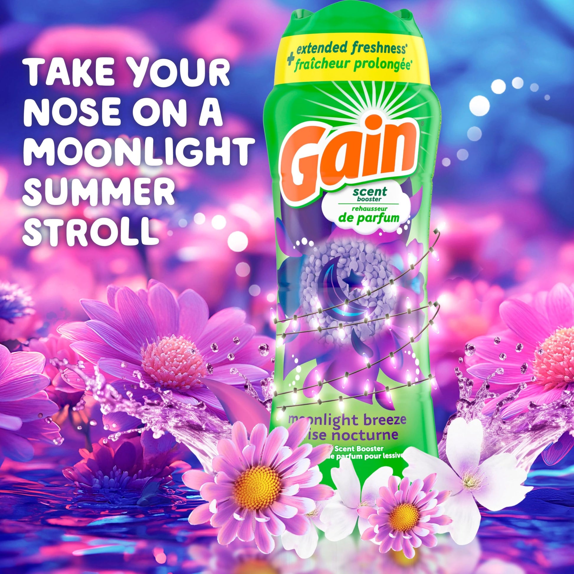 Gain In-Wash Laundry Scent Booster, Moonlight Breeze Scent, Fresh Extender + Odour Protection, 853 Grams - Available at All In One Marketplace Canada