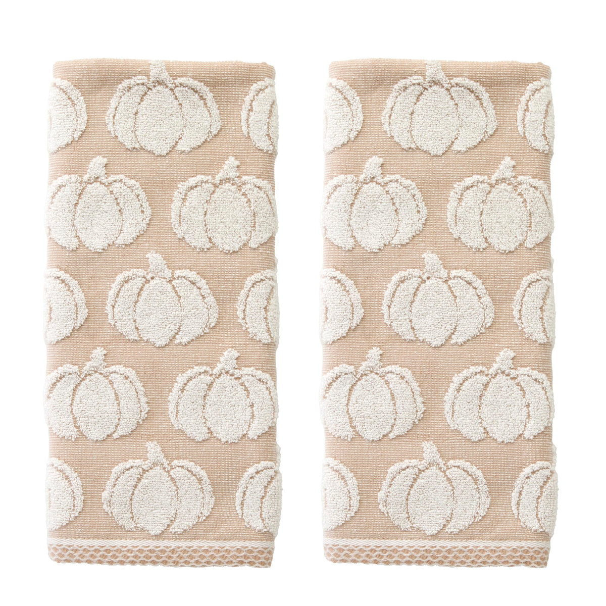 SKL Home Pumpkin Hand Towel 2pc Set for Bath/Kitchen/Bar & Gift, Tan
