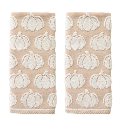 SKL Home Pumpkin Hand Towel 2pc Set for Bath/Kitchen/Bar & Gift, Tan