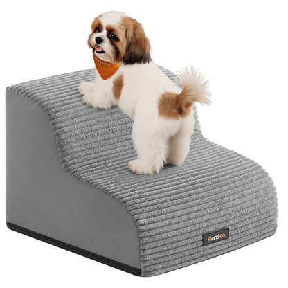Feandrea 2-Step Dog Stairs, Dog Steps for Bed, Sofa, Waterproof Pet Stairs with Anti-Slip Designs, Gentle Slope, Removable Washable Cover, Handle, Dove Grey UPPS002G01
