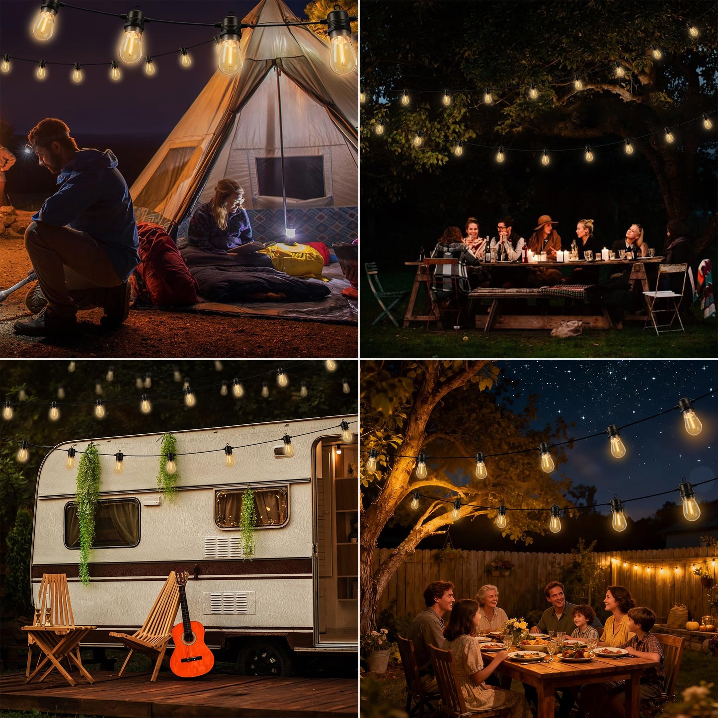 Joomer Solar String Lights Outdoor, 55FT S14, 16+2 Bulbs (2700K,Warm White) - Available at All In One Marketplace Canada