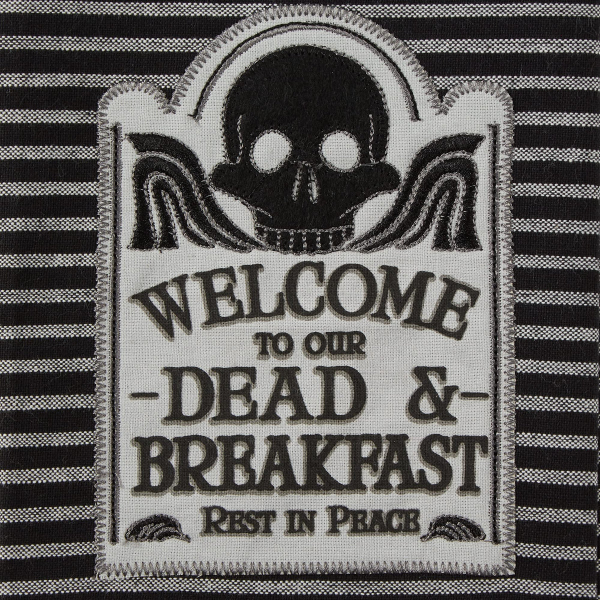 DII Happy Halloween Dishtowel Collection Embellished Cotton Kitchen Hand Towel Set, 18x28, Skull Damask/Haunted House, 3 Count