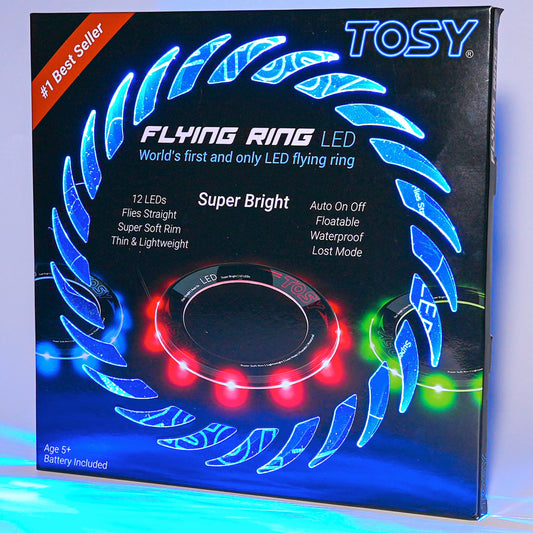 TOSY Flying Ring - 12 Monocolor LEDs, Super Bright, Lost Mode, Auto Light Up, Birthday Gift for Kid/Teen/Boy/Girl, Safe, Waterproof, Pool/Beach/Camping Toy (Blue)