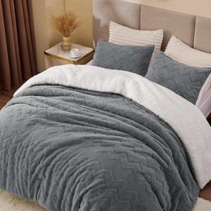 BEDELITE Fluffy Sherpa Queen Comforter Set,Grey 🍁 All In One Marketplace Canada