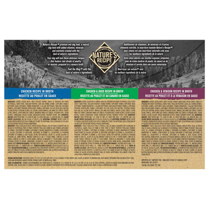 Nature’s Recipe Chicken, Chicken & Duck, Chicken & Venison Wet Dog Food Variety Pack 936 g 12 pk