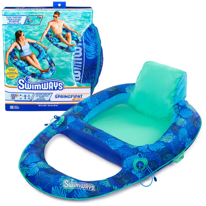 Swimways Elite Spring Float Recliner Pool Lounger, Inflatable Pool Floats Adult with Fast Inflation, Pool Recliner for Adults up to 250 lbs SwimWays