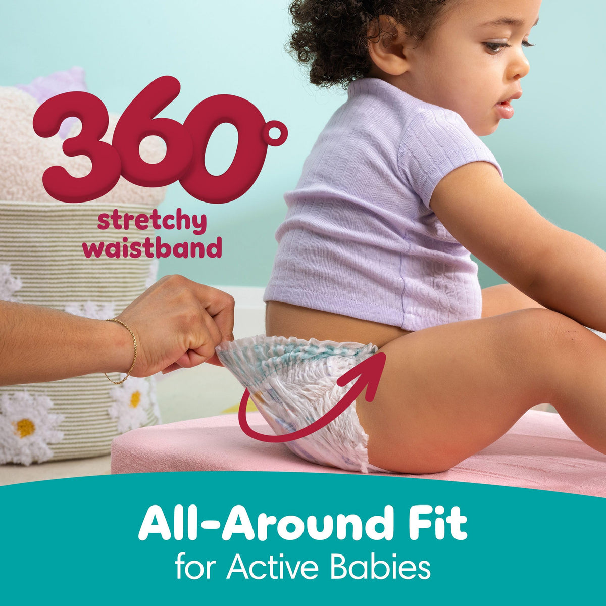 Pampers Diapers - Cruisers 360 degrees - Size 4, 64 Count, up to 100% Leakproof Fit, Designed for Active Babies, Pull On Diaper, EZ Off Tabs Designed for Easy Changes
