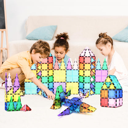 PicassoTiles 100 Piece Set 100pcs Magnet Building Tiles Clear Magnetic 3D Building Blocks Construction Playboards, Creativity beyond Imagination, Inspirational, Recreational, Educational Conventional