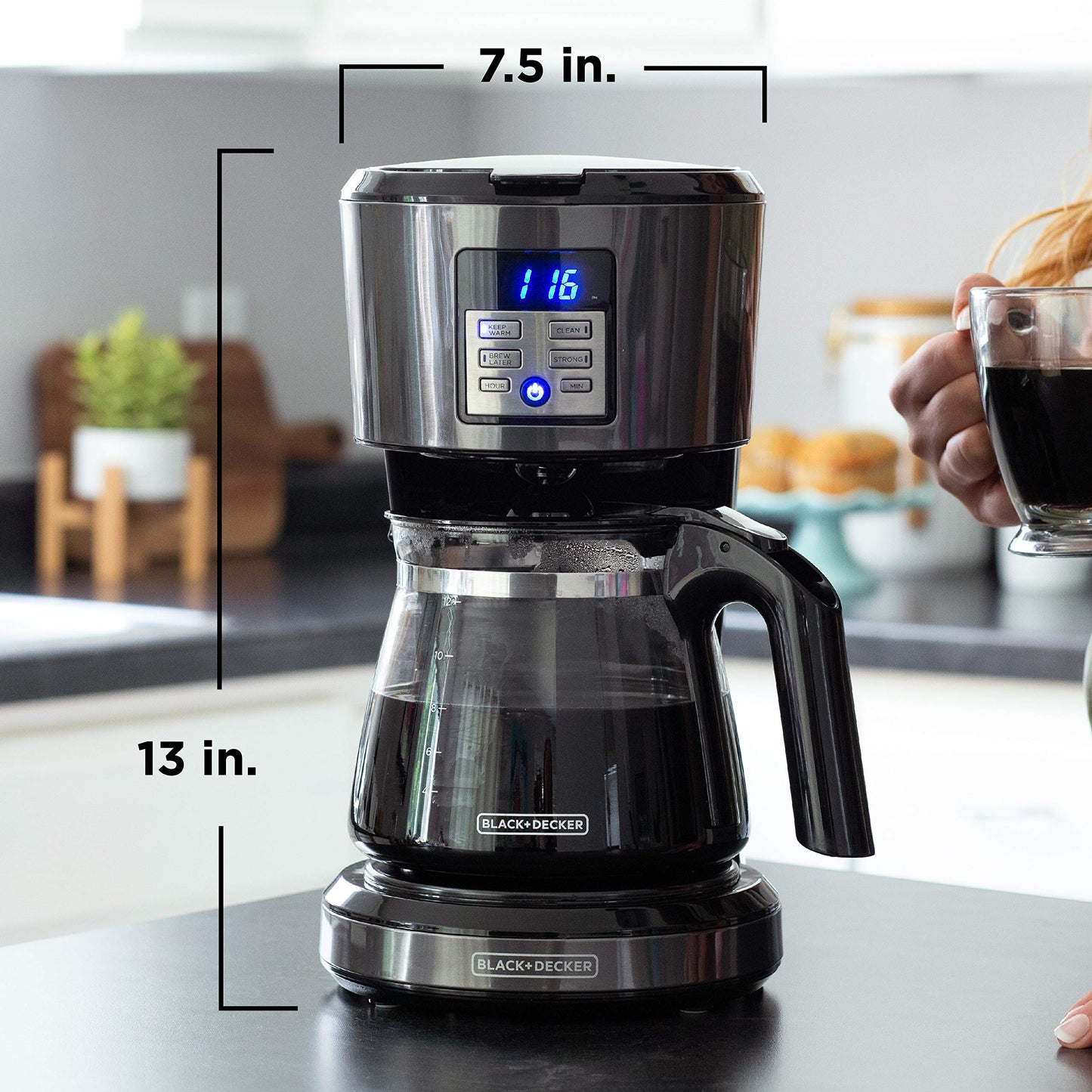 Black+Decker 12 Cup Programmable Coffee Maker in Black Stainless Steel, CM1331BSC BLACK+DECKER