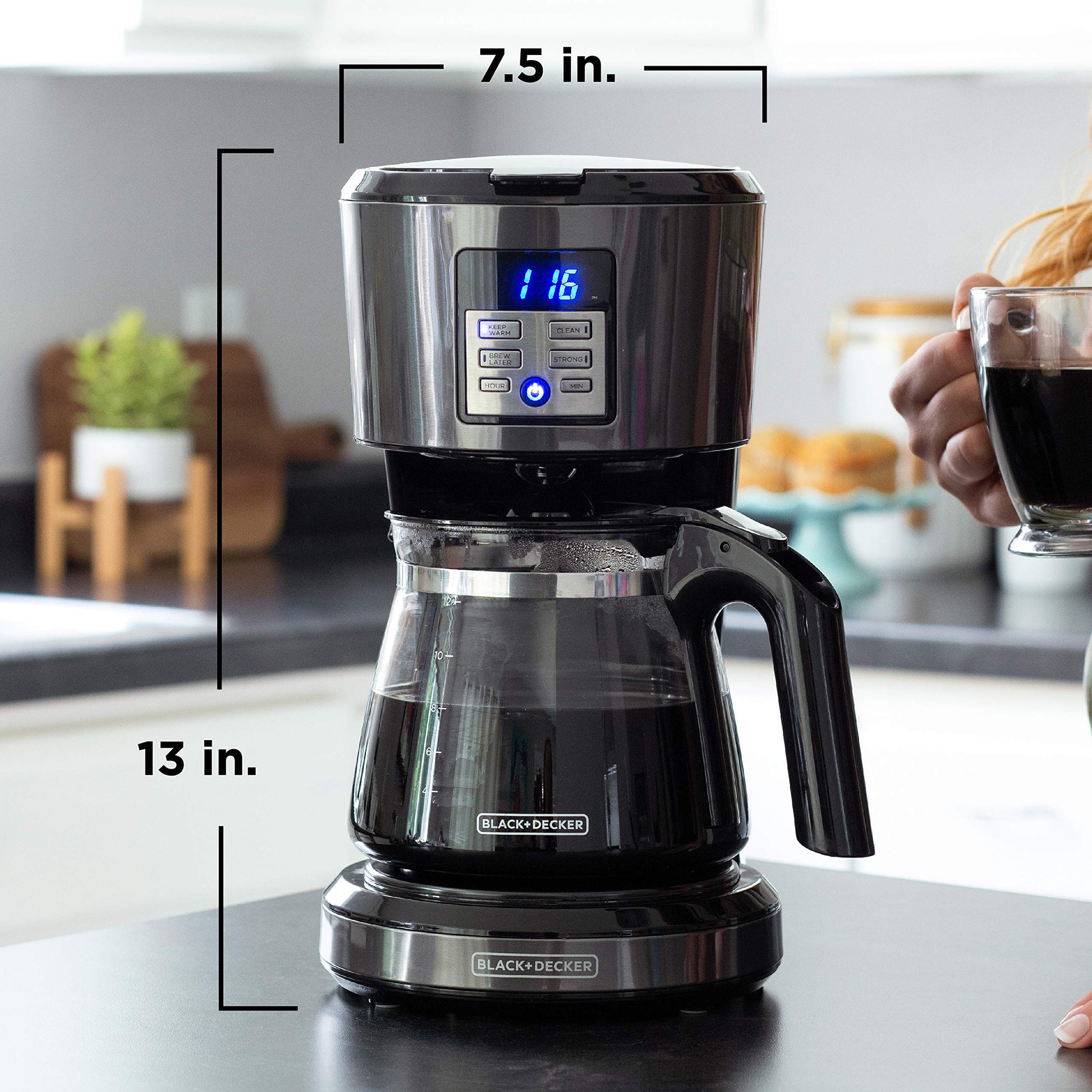Black+Decker 12 Cup Programmable Coffee Maker in Black Stainless Steel, CM1331BSC BLACK+DECKER