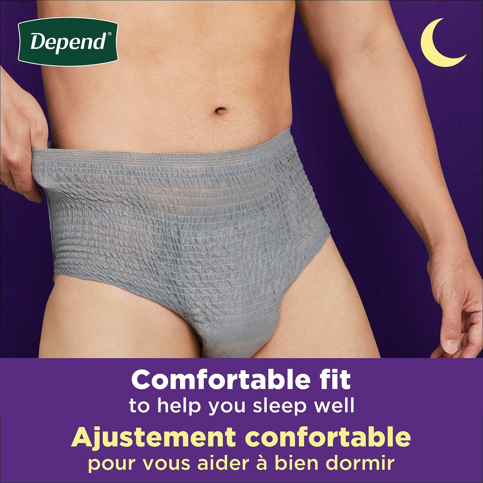 Depend Night Defense Adult Incontinence Underwear for Men, Disposable, Overnight, Extra-Large, Grey, 48 Count Depend