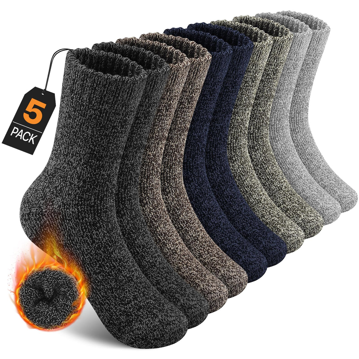 YADIFEN 5 Pairs Merino Wool Socks for Men Winter Cold Weather Extra Warm 🍁 All In One Marketplace Canada