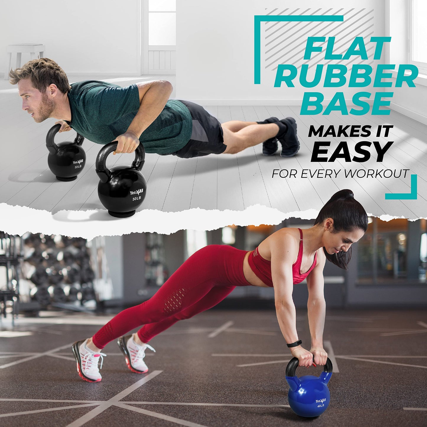 Yes4All Vinyl Coated Kettlebell with Protective Rubber Base, Strength Training Kettlebells for Weightlifting, Conditioning, Strength & Core Training (10 lbs - Mint) Yes4All