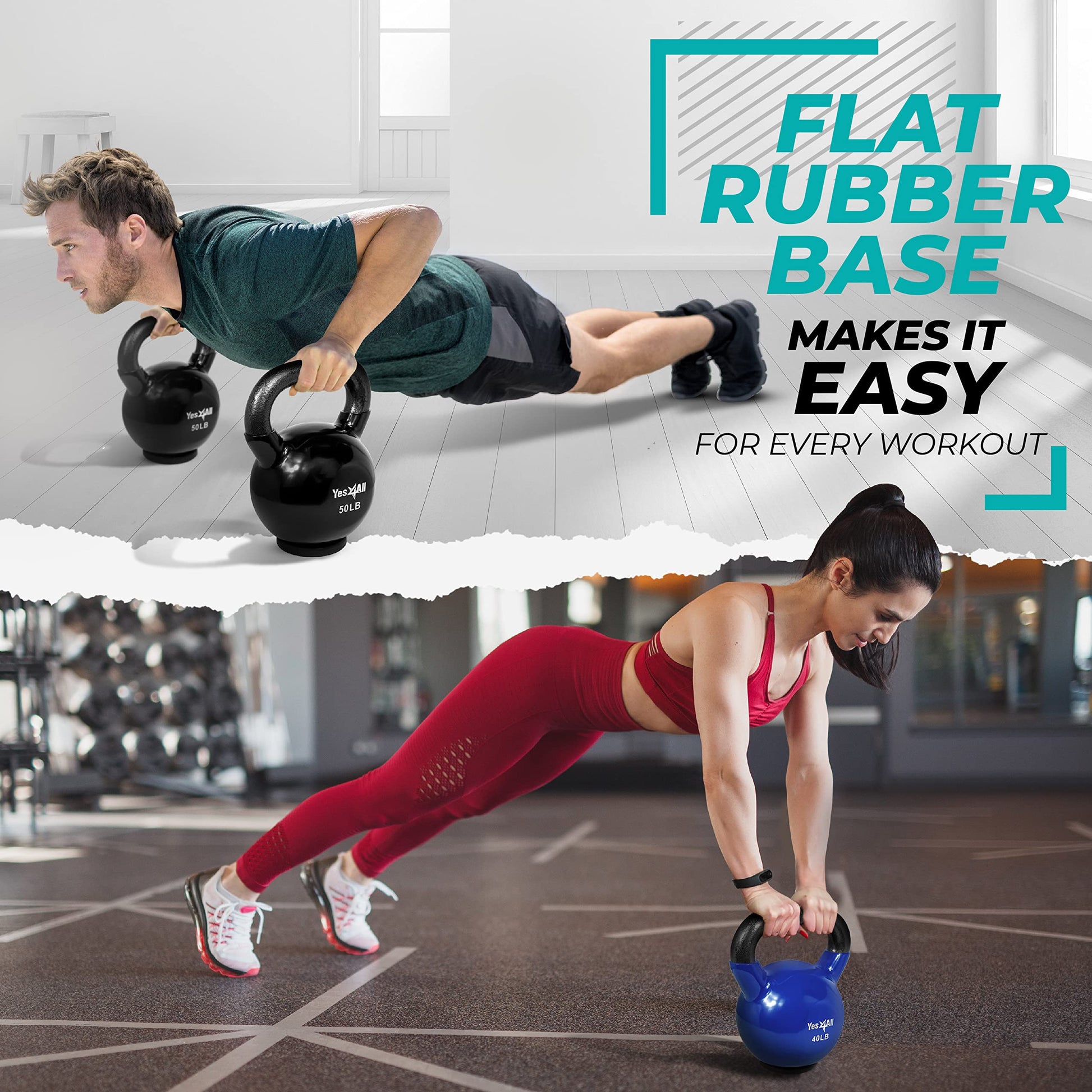 Yes4All Vinyl Coated Kettlebell with Protective Rubber Base, Strength Training Kettlebells for Weightlifting, Conditioning, Strength & Core Training (10 lbs - Mint) Yes4All