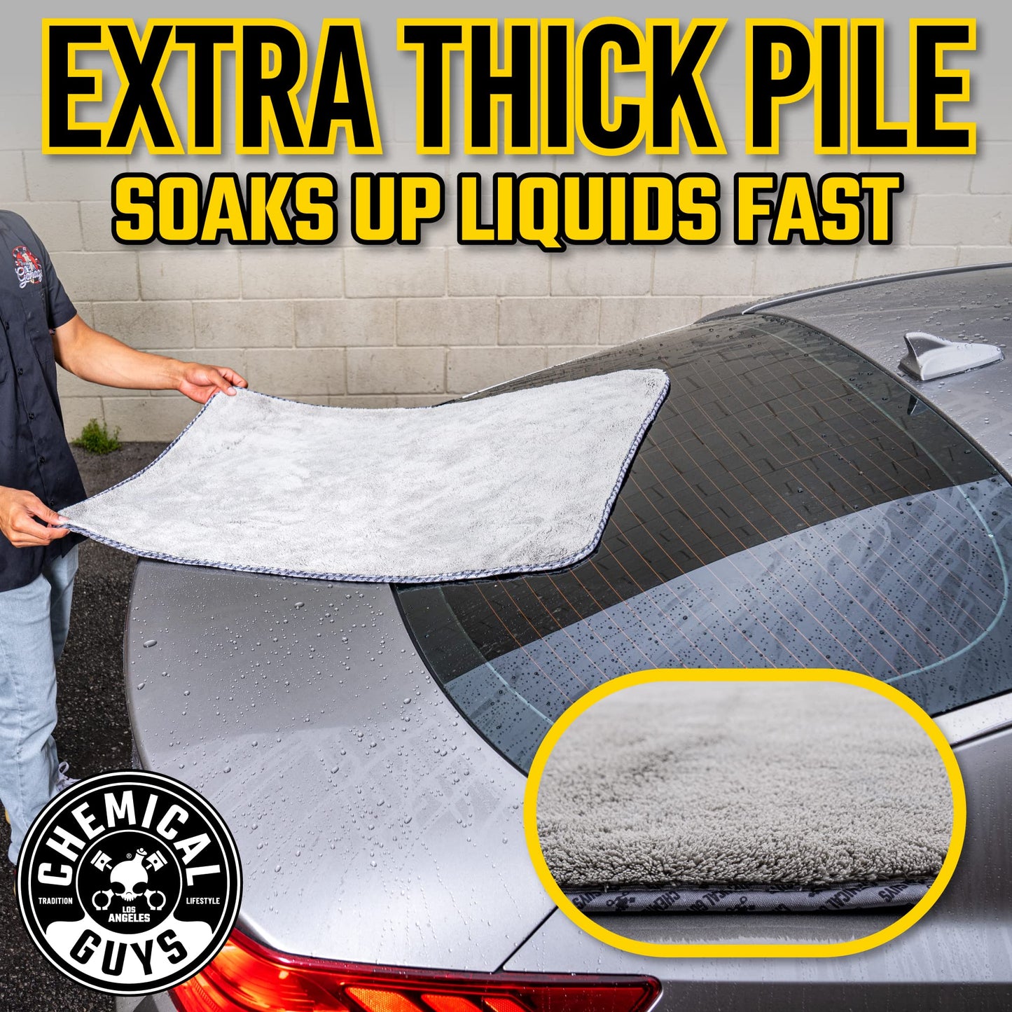 Chemical Guys Woolly Mammoth Microfiber Towel (36" x 25") Cars, Trucks, SUVs, RVs, Home, Pets, Messes, Grey Chemical Guys