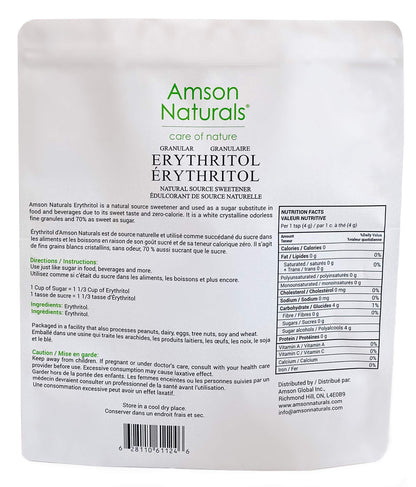 Amson Naturals Erythritol Sweetener Granular 5 lb – Natural Sugar Substitute, Zero Calorie, Gluten-Free, Non-GMO