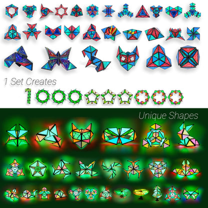 TOSY Magnet Pyramid Glow - 1 Cube Transforms into 1 Billion Shapes, 12 Pieces, 243 Rare Earth Magnets, Glowing, Christmas Stocking Stuffers Gift for Kids, Creative Puzzle STEM/STEAM Toy, 4-Pack 🍁 All In One Marketplace Canada
