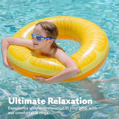 Sloosh 4 Pack Inflatable Pool Floats Pool Rings Swimming Tubes Swimming Toys Beach Swimming Party Toys for Kids and Adults