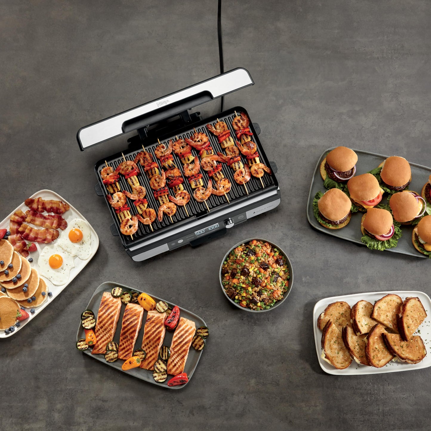 Ninja Sizzle Pro XL 20-Inch Indoor Griddle + Grill, Detachable Ventilated Lid, Grease Control, Ceramic Nonstick Plates, Even Edge-to-Edge Cooking, Extra Large Capacity, Versatile, Silver, GX101C - Available at All In One Marketplace Canada