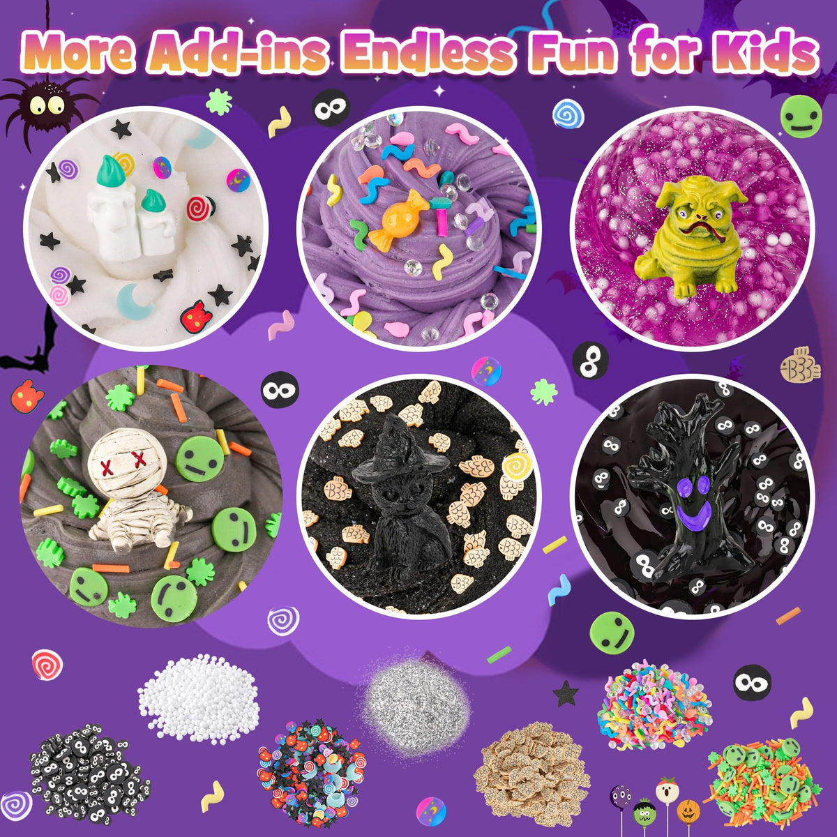 LAWOHO 6 Packs Purple Slime Kit -Cloud, Butter & Clear Slimes, Halloween Slime for Kids with Spooky Charms & Add-ins, Kids Slime Making Kit for Party Favors, Birthday Halloween Christmas Easter Gifts 🍁 All In One Marketplace Canada