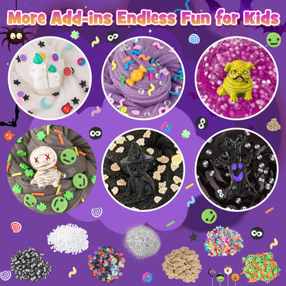 LAWOHO 6 Packs Purple Slime Kit -Cloud, Butter & Clear Slimes, Halloween Slime for Kids with Spooky Charms & Add-ins, Kids Slime Making Kit for Party Favors, Birthday Halloween Christmas Easter Gifts 🍁 All In One Marketplace Canada