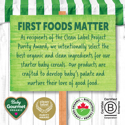 Baby Gourmet Organic Creamy Oatmeal Cereal, Stage 1, 6-Pack (227g Each) | Clean Label Certified | Made in Canada | Iron-Fortified, Sugar-Free, Organic