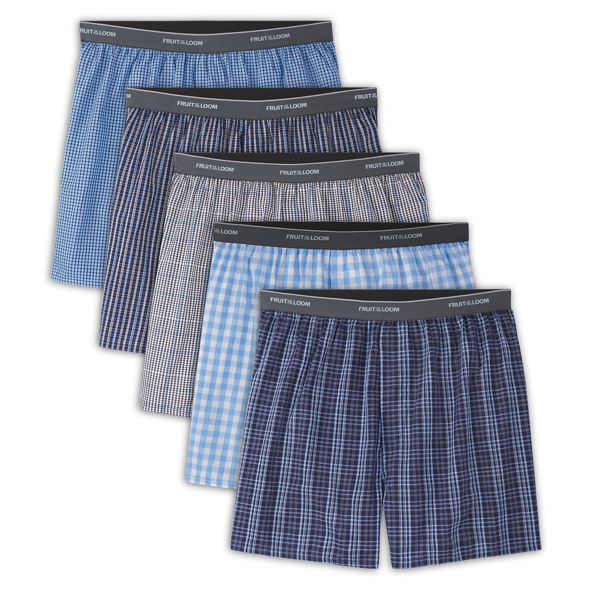 Fruit of the Loom mens Comfort Casual Boxer Shorts, Blues, X-Large US
