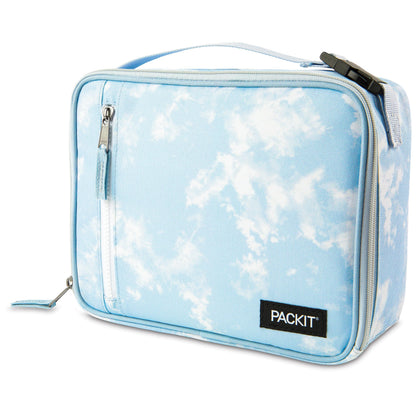 PackIt Freezable Classic Lunch Box, Blue Sky, Built with EcoFreeze Technology, Collapsible, Reusable, Zip Closure with Zip Front Pocket and Buckle Handle, Perfect for School Lunches