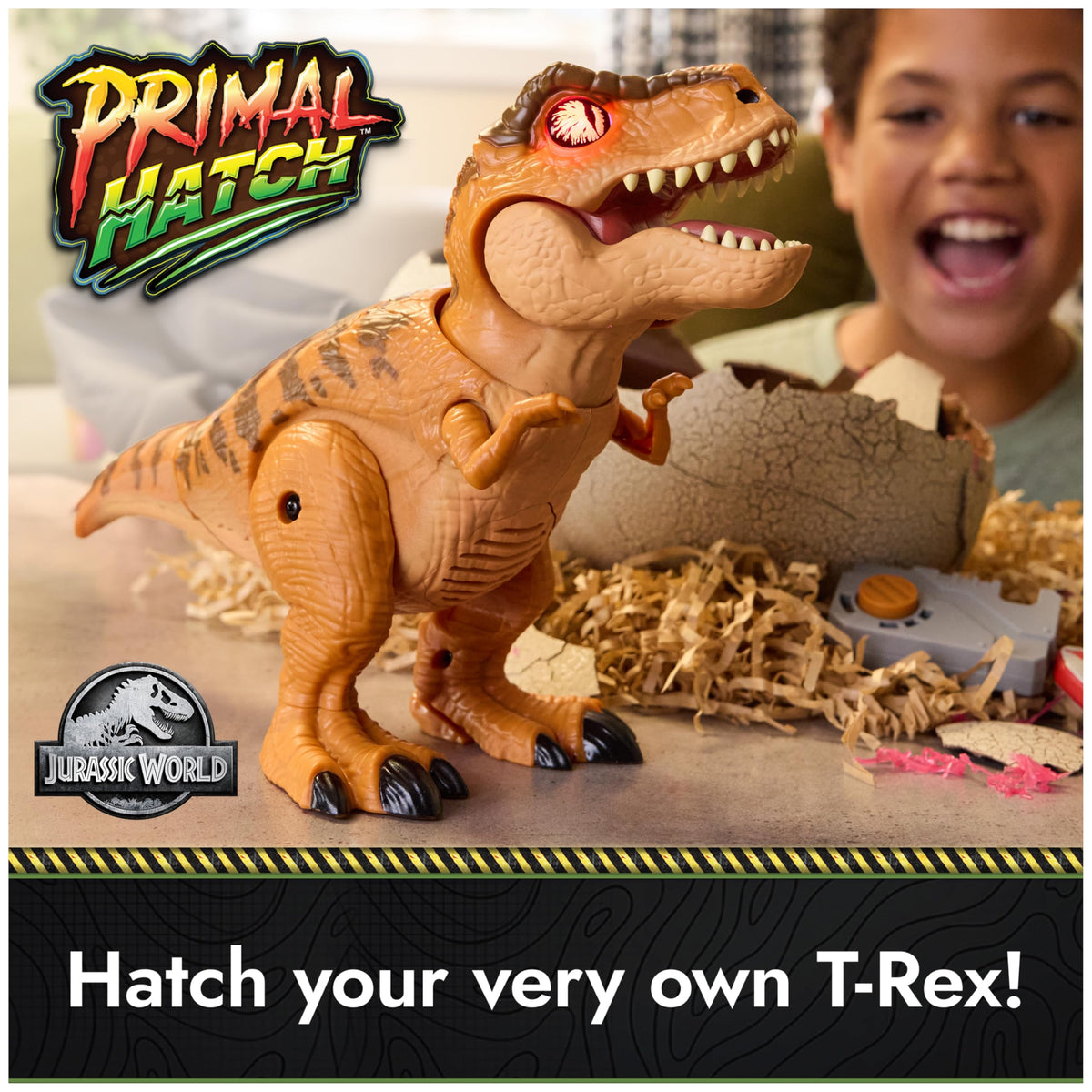 PRIMAL HATCH Jurassic World Interactive Toy Dinosaur & Egg, Hatch & Train Your own Baby Dino with 100+ Sounds & Reactions, Kids Toys for Boys & Girls Aged 5 & Up