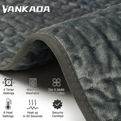Heating Pad Electric Heat Pad, Hot Heated Pad,Moist Heat Heating Pad Moist and Dry Heat,Multiple Temp and Timer Settings (Gray green, 24"X12")