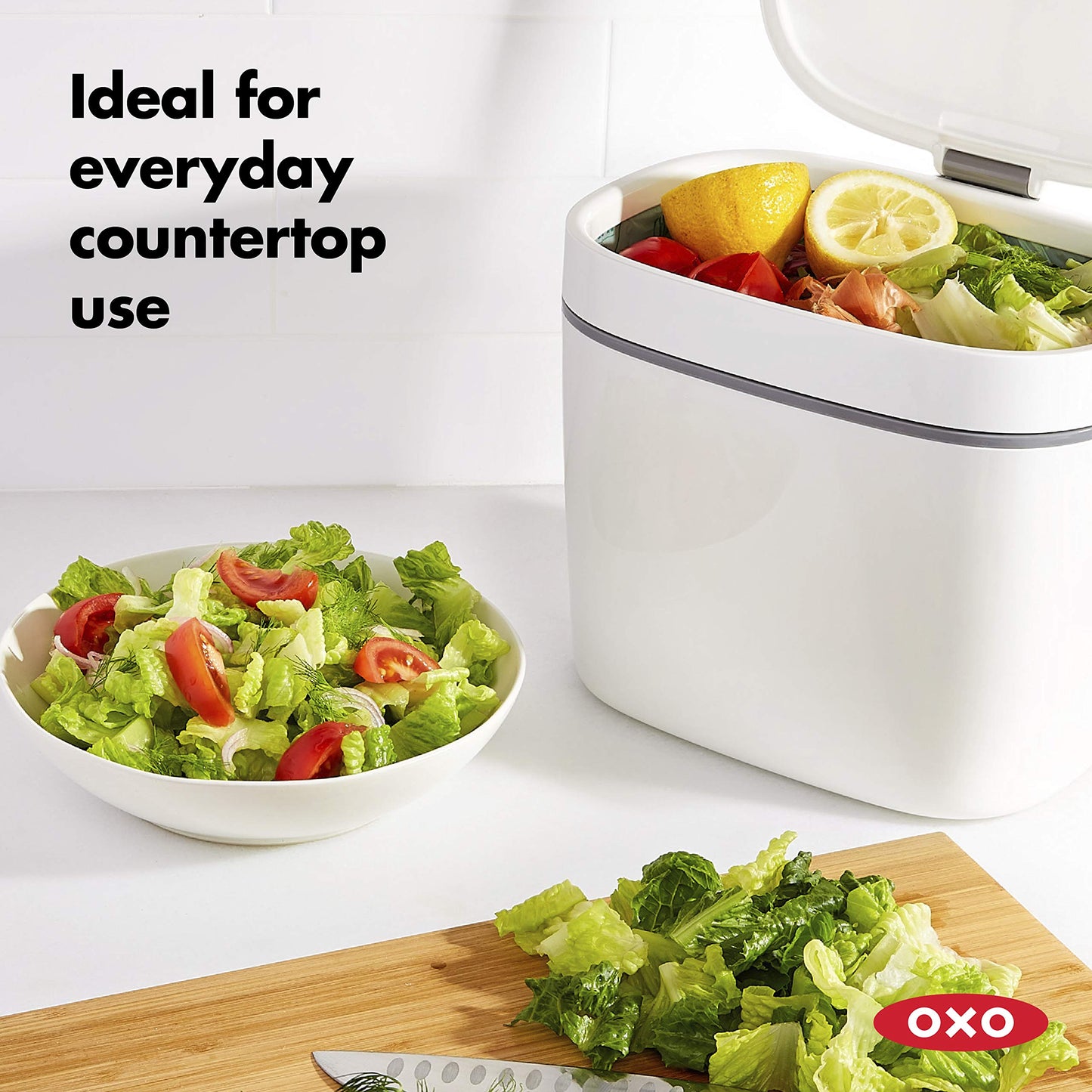 NEW OXO Good Grips Easy-Clean Compost Bin, White, 1.75 GAL/6.62 L OXO