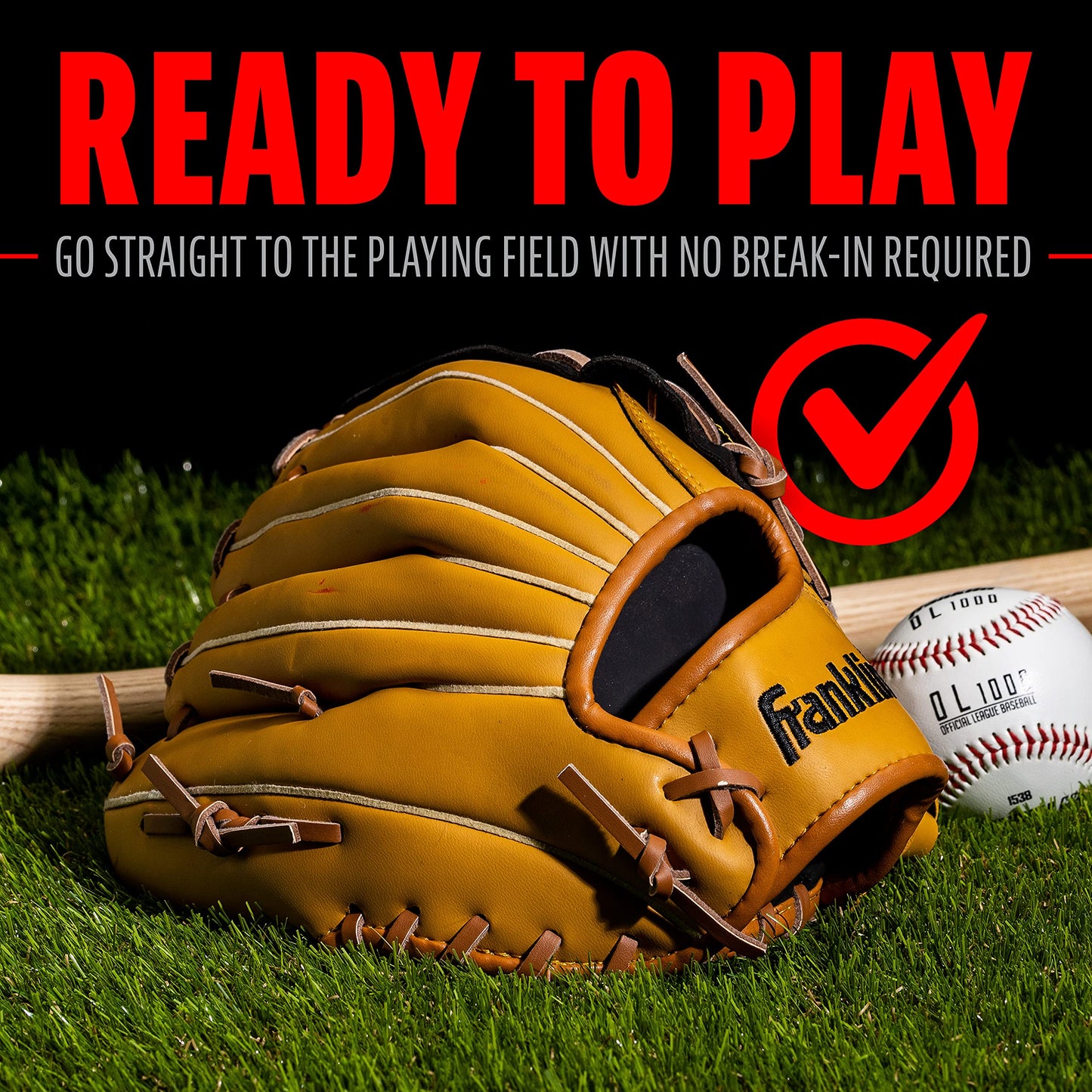 Franklin Sports Baseball and Softball Glove - Fieldmaster Adult + Youth Baseball Gloves - Mens + Womens Infield + Outfield Mitt - Right Hand Throw - 10.5" Franklin Sports