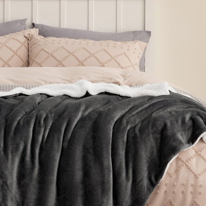 Bedsure Reversible Twin Sherpa Blanket for Bed, Charcoal Black, 60x80 Inch 🍁 All In One Marketplace Canada