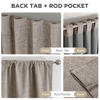 Joydeco Blackout Curtains for Bedroom - 96 Inch Long 100% Light Blocking 2 Panels Set Linen Drapes, Thermal Insulated Room Darkening Curtains, Linen Textured for Living Room, Rod Pocket & Back Tabs