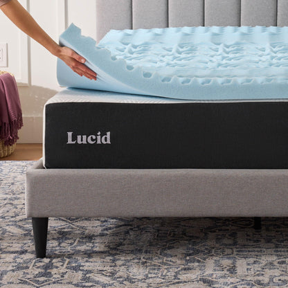 Lucid 3 Inch Gel Memory Foam Plush - Cooling Targeted Convoluted Comfort Zones Mattress Topper, Twin