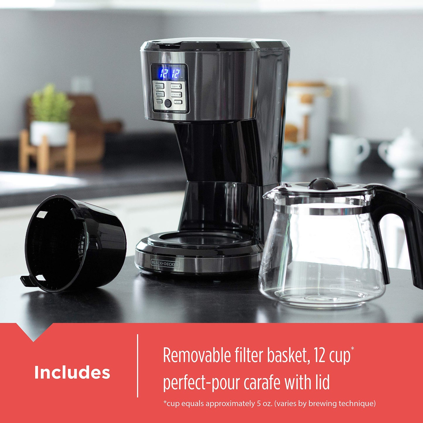 Black+Decker 12 Cup Programmable Coffee Maker in Black Stainless Steel, CM1331BSC BLACK+DECKER
