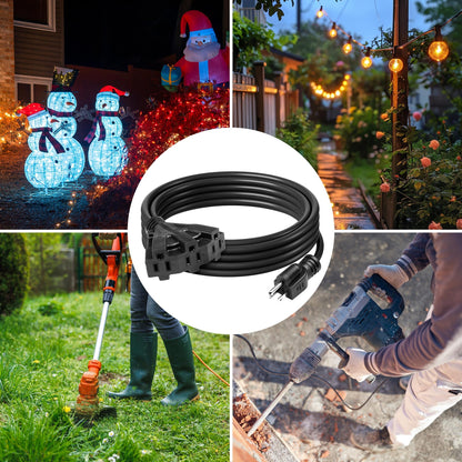 BN-Link's 2 Pack Outdoor Extension Cord Set is Ideal for Holiday Yard Decorations and Garden Equipment. with Three outlets You can Plug in Loads up to a Total of 13amps/1625watts. (Black, 15ft) 🍁 All In One Marketplace Canada