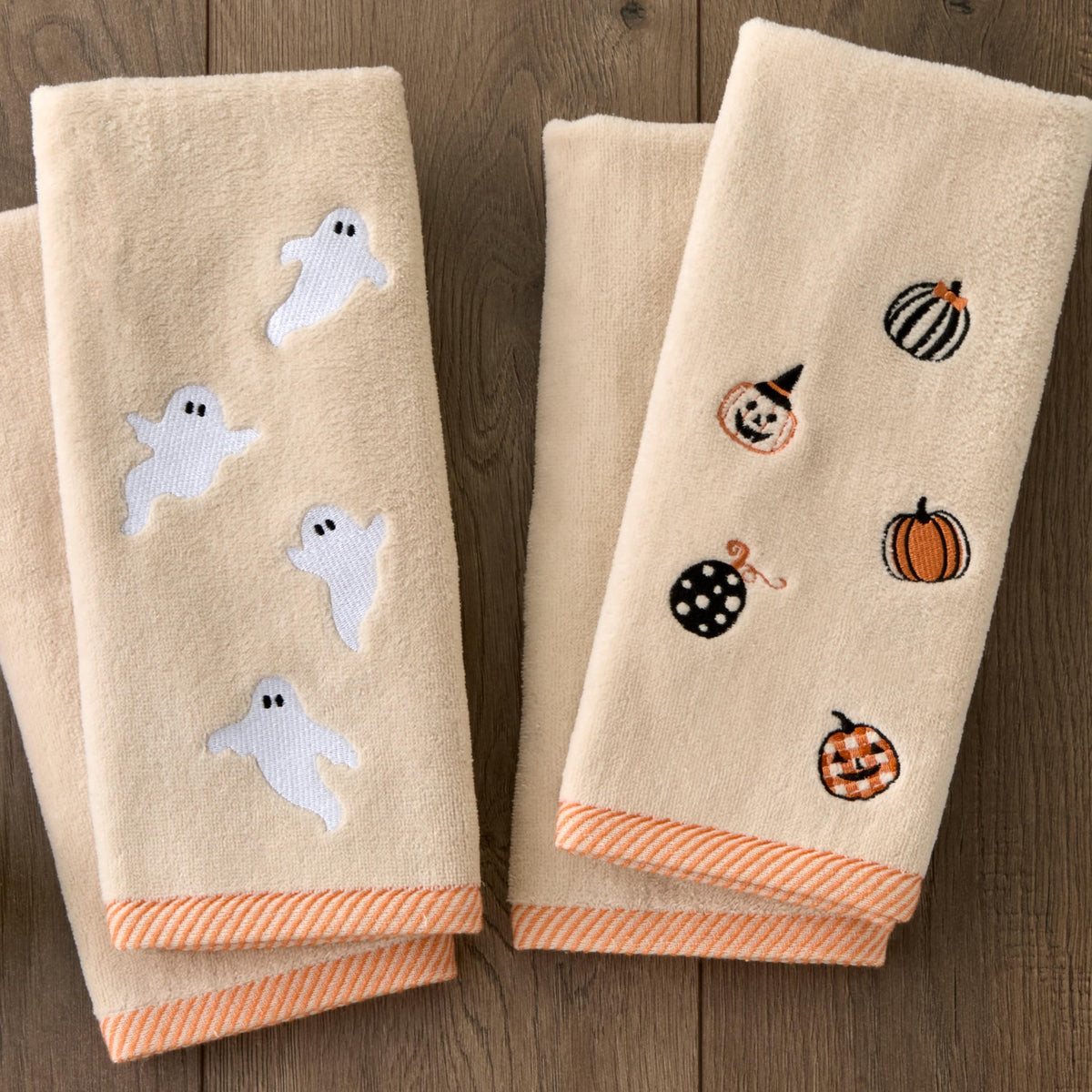 Ensemble de 2 essuie-mains SKL Home Halloween à motifs de fantômes pour salle de bain, cuisine, bar et cadeau