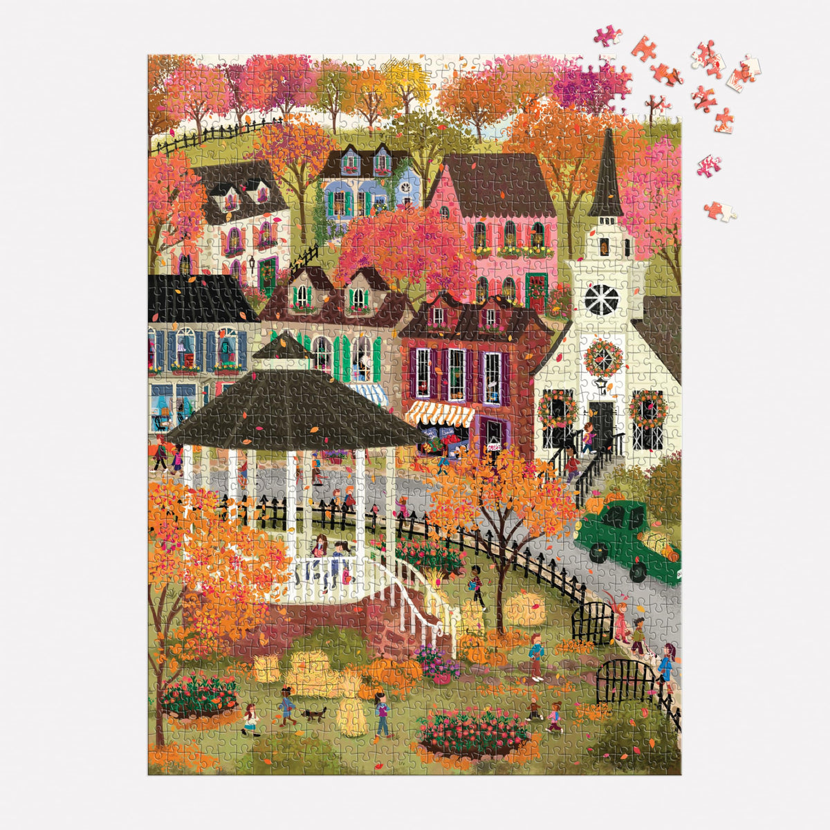 Galison Joy Laforme Falls Hollow Puzzle – 1000 Piece Jigsaw Puzzle Featuring Cozy Fall Village Scene