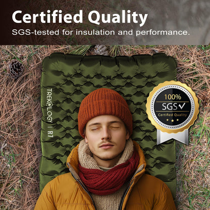 TREKOLOGY UL R7 Ultralight Sleeping Pad – R-Value 7.2, Insulated Camping Mattress for 4-Season Comfort, Inflatable Sleep Mat for Backpacking, Hiking, Winter Camping, Compact & Lightweight (Green) 🍁 All In One Marketplace Canada