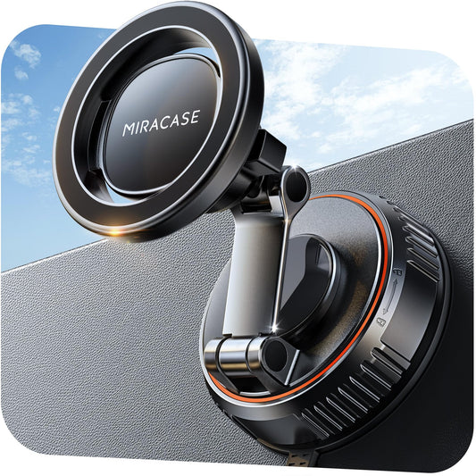 Miracase for MagSafe Car Mount[20 Powerful N55 Magnets+Industrial-Grade Vacuum Base] Magnetic Phone Holder Car 360° Full-Directional Adjustment, Fit for Windshield & Dashboard with All Smartphones
