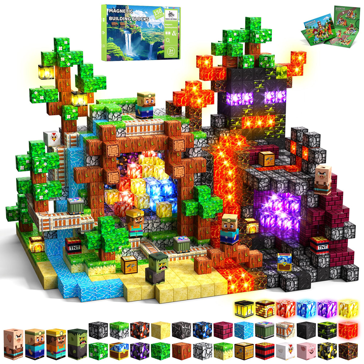 150PCS Light Up Magnetic Blocks, Building Cube Set Birthday Gifts for Kids 🍁 All In One Marketplace Canada