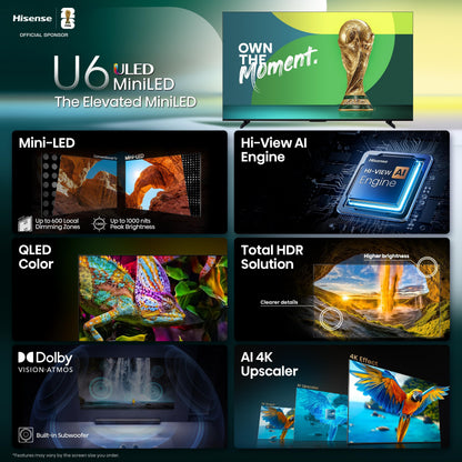 Hisense 55U68QF - 55" 4K UHD Best Value Mini-LED Smart Gaming Fire TV, QLED, Native 144Hz, Motion Rate 480, Dolby Vision IQ, Dolby Atmos, Game Mode Pro, Alexa Built in (2025 Model) Hisense