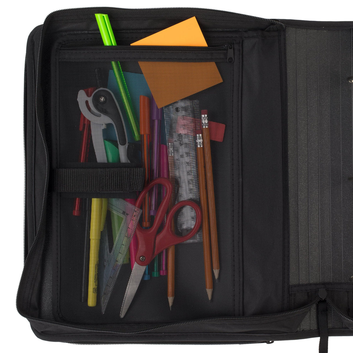 Five Star Zipper Binder, 2 Inch 3 Ring Binder, 6-Pocket Expanding File, Durable, Black (72536)