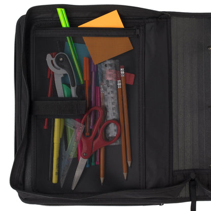 Five Star Zipper Binder, 2 Inch 3 Ring Binder, 6-Pocket Expanding File, Durable, Black (72536)