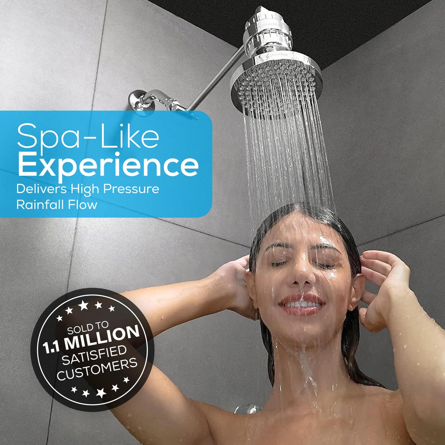 SparkPod Shower Head - High Pressure Rain - Premium Quality Luxury Design - 1-Min Install - Easy Clean Adjustable Replacement for Your Bathroom Shower Heads (Luxury Polished Chrome, 6 Inch Round) - Available at All In One Marketplace Canada