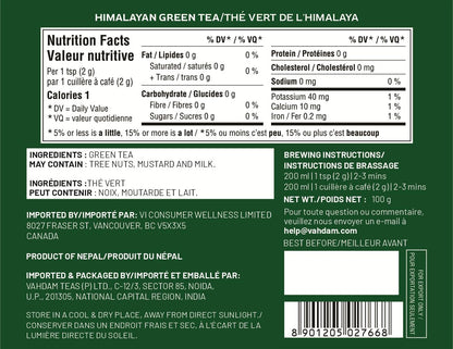 VAHDAM, Himalayan Green Tea Leaves (100g | 50+ Cups) Non GMO, Gluten Free | High Elevation Grown Green Tea Leaves From Himalayas | Pure Unblended Single Origin Green Loose Leaf Tea | Vacuum Sealed VAHDAM