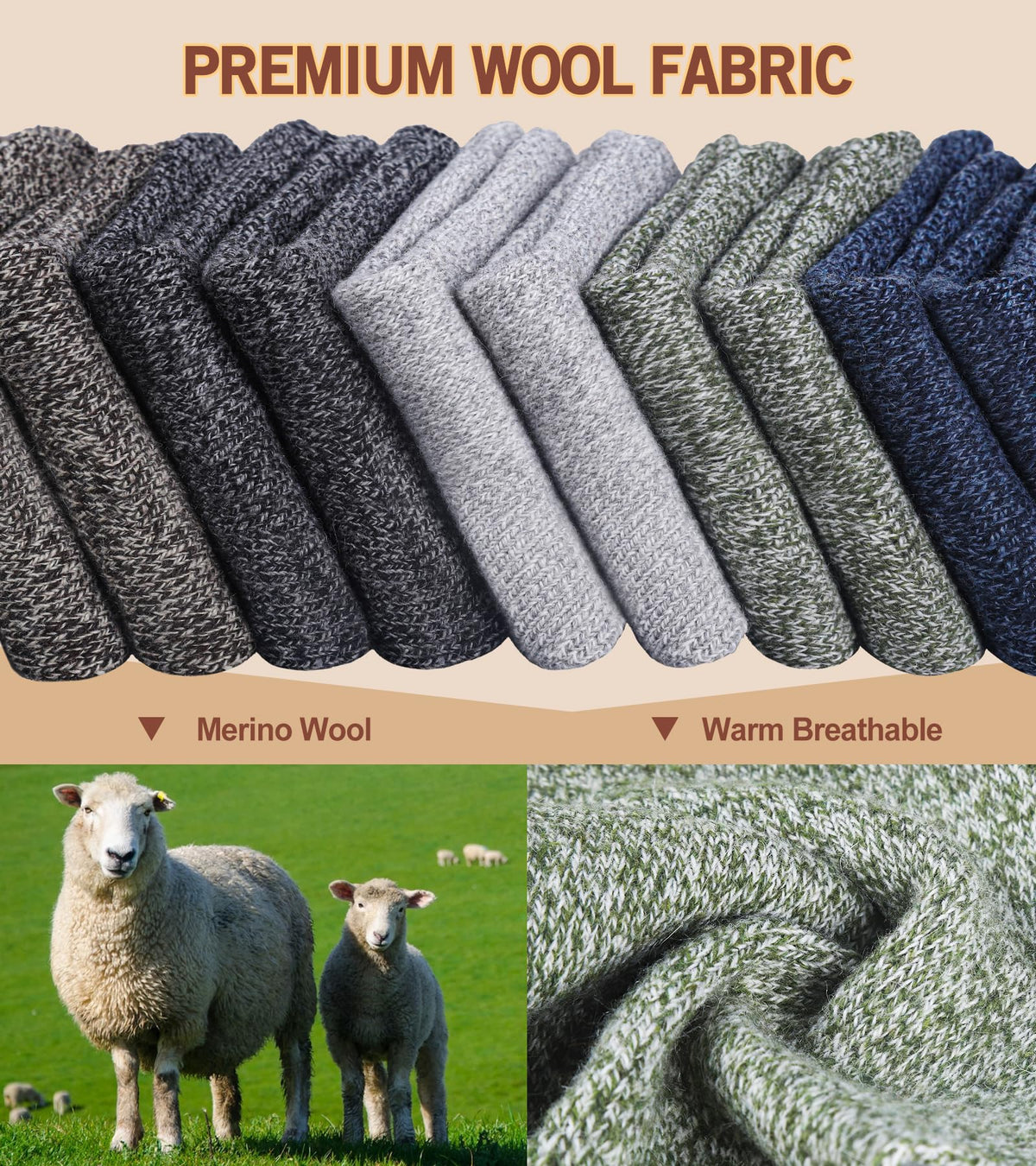 Yeblues 5 Pairs Wool Socks Mens, Thick Warm Winter Socks, Hiking Socks Soft Casual Socks for Men（Plus size fits 14-18) 🍁 All In One Marketplace Canada
