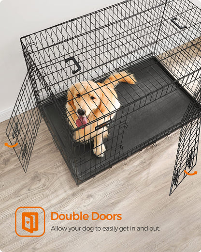 Feandrea Dog Crate, 48-Inch Foldable Dog Kennel with 2 Doors, Removable Tray, XXL, Black UPPD48H Feandrea
