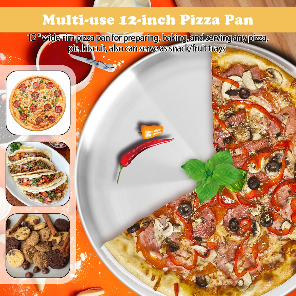 12 Inch Pizza Pan for Oven Set of 2, Non-Stick Stainless Steel Pizza Pan 🍁 All In One Marketplace Canada
